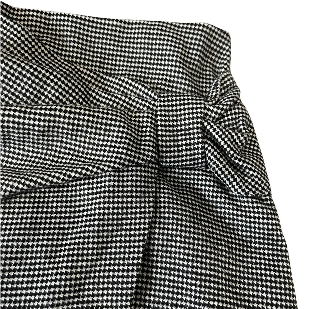 Club Monaco | Black and White Houndstooth Faux Wrap High Waist Mini Skirt 0